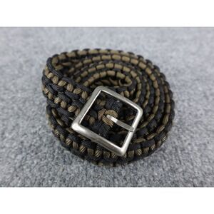 Bison Paracord Belt Black Khaki Silver Buckle Adjustable Outdoor
